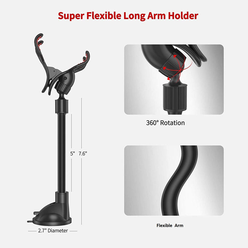 [Australia - AusPower] - Phone Mount Windshield with Strong Suction, by SLBSTORES Long Arm Cell Phone Holder for Car with X-Shaped Clamp Fits Thick/Irregular Phone Case 