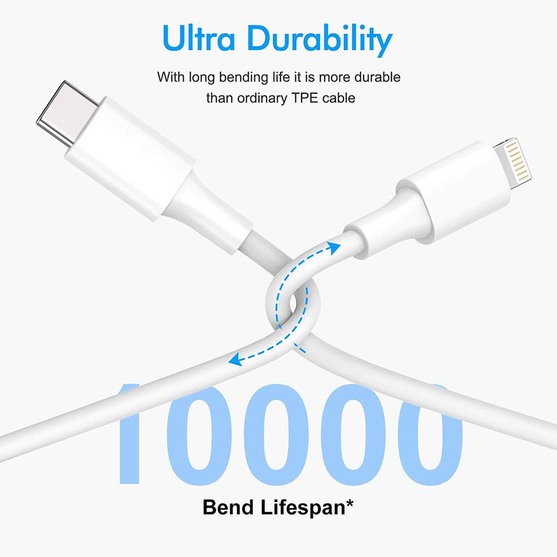 [Australia - AusPower] - Fast iPhone Charger [Apple MFi Certifed] 10FT Long Fast Charging Type-C USB C to Lightning Cable Cord 20W Wall Charger Block Plug Compatible with iPhone 13/13 Pro Max/12/12 Pro/12 Mini/11/Xs Max/XR/X 