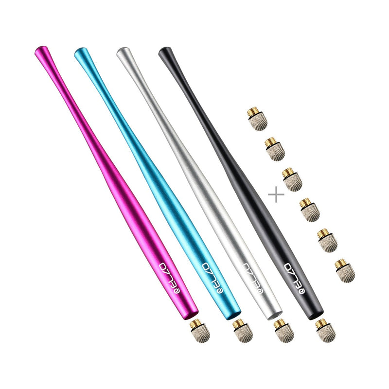 [Australia - AusPower] - ELZO Capacitive Stylus Pens Premium Metal Slim Combo 4 Pcs with 6 Replacement Nanofiber Tips for Touch Screen Tablets Asus/Surface/Samsung/iPhone/iPad/LG and More (Black, Silver, Light Blue&Rose Red) 4 Pack Black, Silver, Rose red, Light Blue 