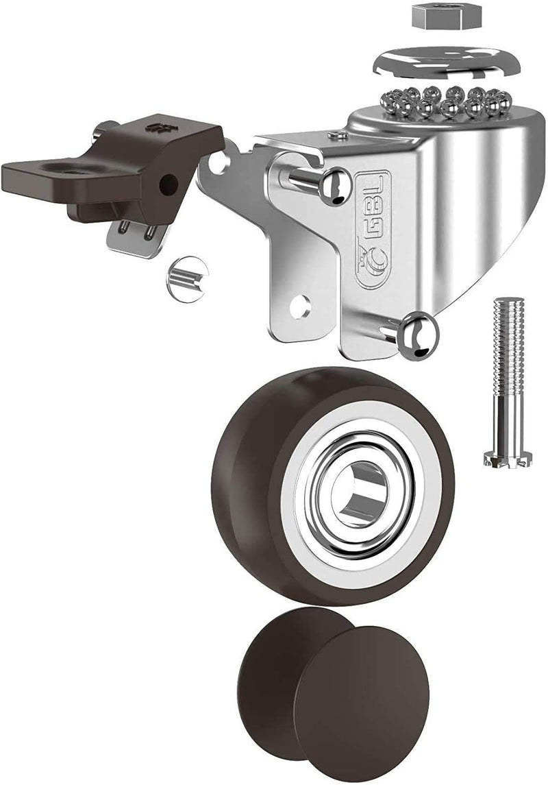 [Australia - AusPower] - GBL 1" inch Small Caster Wheels with 2 Brakes + M8x20mm Screws - 90Lbs - Low Profile Castor Wheels with Brakes - Set of 4 No Floor Marks Silent Casters - Mini Wheels for Cart 