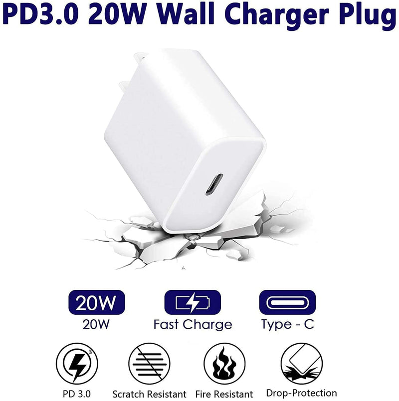 [Australia - AusPower] - iPhone Fast Charger Cable【Apple MFi Certified】20W PD USB C Wall Charger Type C Power Adapter Lightning Cable Fasting Charging Plug Compatible with iPhone 13/12 Pro/11/XS/Max/XR/X/8 Plus/SE 2020, iPad 1 