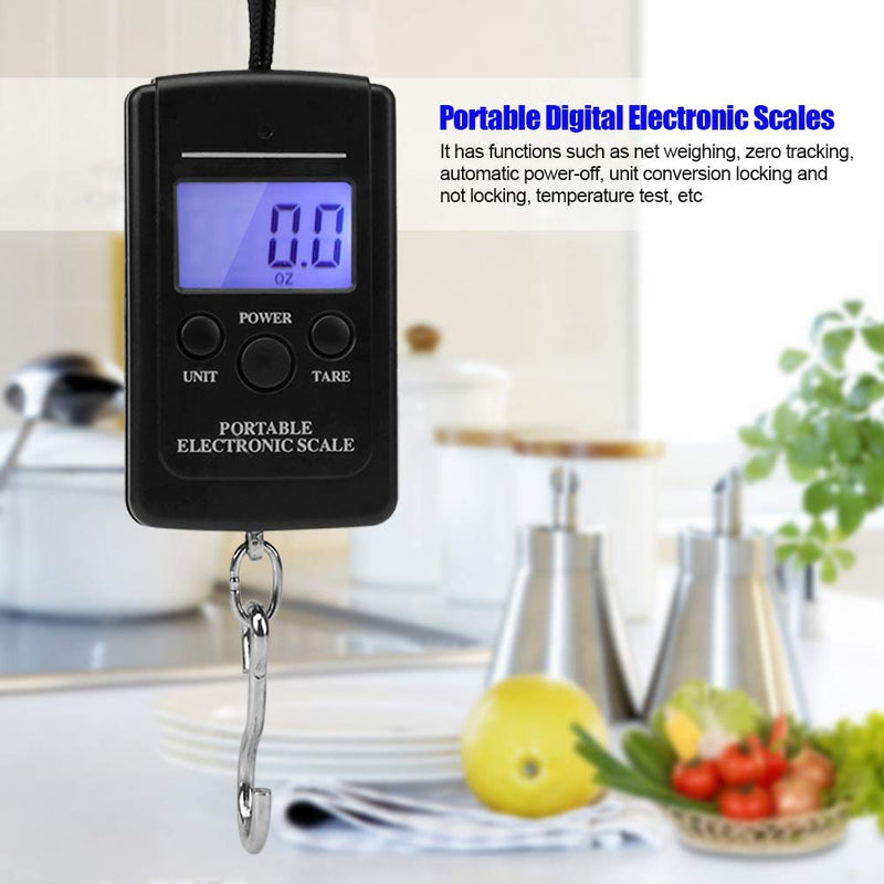 [Australia - AusPower] - Fishing Scale Luggage Portable Handheld Digital Handy Scale Electronic Hanging Travel Luggage Scale Weight Measuring Tool Blue Background Black Word LED LCD Screen 40KG/88lb 