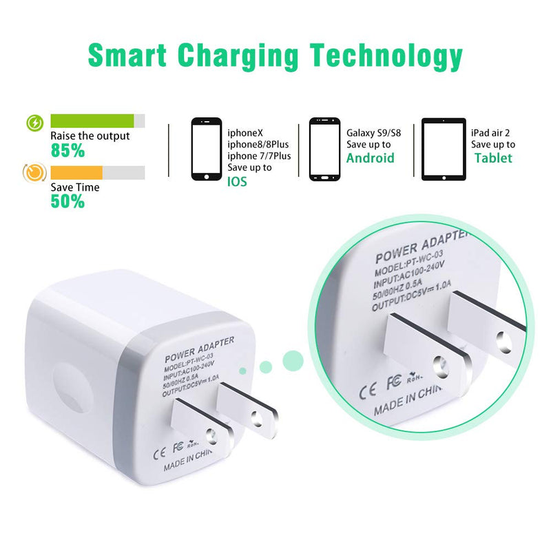 [Australia - AusPower] - One Port Wall Charger,2 Pack Ehoho 1A Single Port USB Charging Block Cube Compatible for iPhone 12 11 XR XS Max 8/7/6S Plus SE/5S,Samsung S21 Ultra 5G S10 S10 Plus S10e S9 S8, LG, HTC, Sony, Motorola 