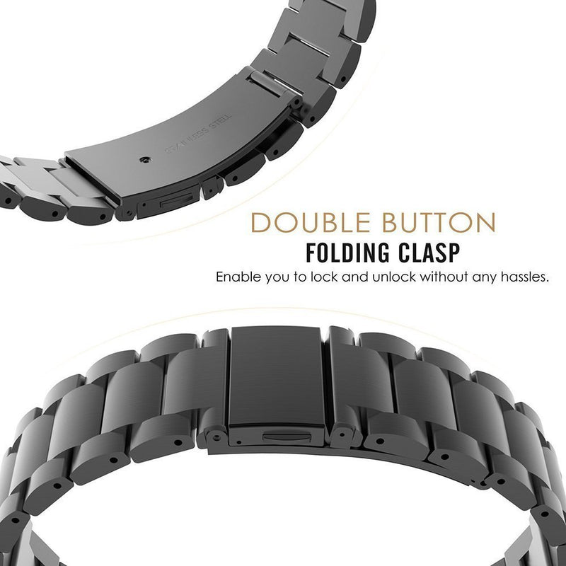 [Australia - AusPower] - Compatible for Wy ze Watch 47mm Band, Lamshaw Quick Release Stainless Steel Metal Replacement Straps Compatible with Wy ze Watch 47mm Smartwatch (Black) Black 