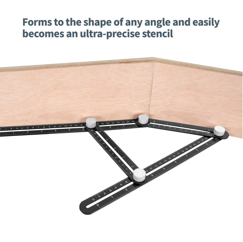 [Australia - AusPower] - POWERTEC 80003 Universal Angle Template Tool - Easy to Use Metal Multi Angle Ruler - Ultra Precise - Easy One Hand Utility 