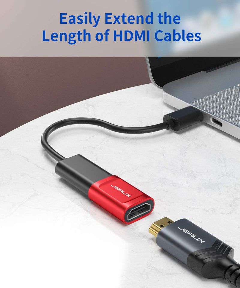 [Australia - AusPower] - HDMI Coupler Female to Female 2 Pack, JSAUX 4K HDR HDMI Extension Connector Adapter Aluminum Alloy for HDTV, Roku Stick, Computer, PC, Monitor, Laptop, Projector, DVD Player, PS 4/3(Red) red 