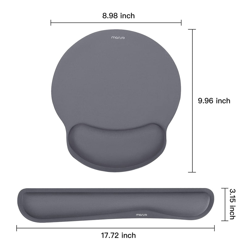 [Australia - AusPower] - MOSISO Wrist Rest Support for Mouse Pad & Keyboard, Ergonomic Mousepad Raised Memory Foam Set Non-Slip Base Home/Office Pain Relief & Easy Typing Neoprene Cloth Cushion with Laptop Stands, Space Gray 
