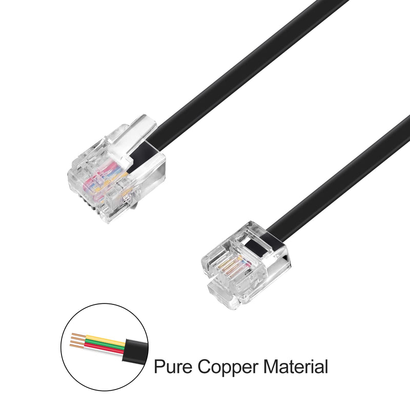 [Australia - AusPower] - 33Ft Black RJ11 6P4c Telephone Cable with 1 in-Line Coupler and 20 Adhesive Cable Clips with Steel Nails for Landline Phones, Fax Machines, Modems, or Answering Machines 33FT Black Flat Cable Set 
