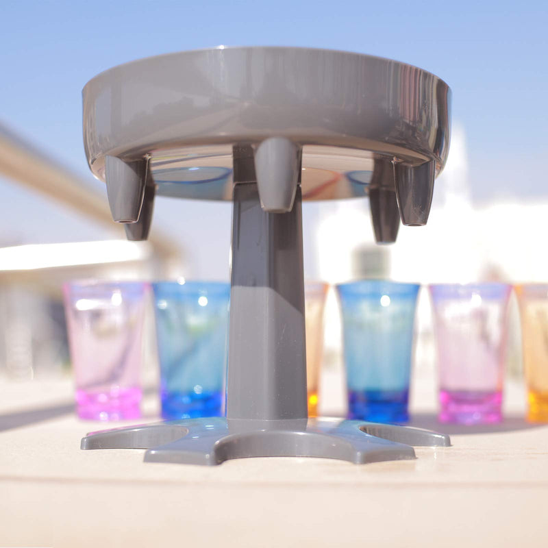 [Australia - AusPower] - ERS 6 Shot Glass Dispenser and Holder,Cocktail Dispenser, 6 Shots Dispenser Liquor Dispenser with 6 Colorful Glasses, Blue 