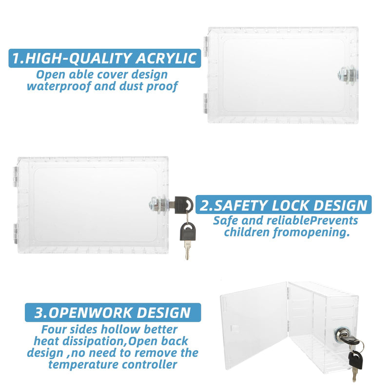 [Australia - AusPower] - ABuff 2 Pack Universal Thermostat Lock Box with Key, Clear Large Thermostat Cover with Lock Thermostat Guard for Thermostat on Wall, Fits Thermostats 7'' x 4.4'' x 2'' or Smaller 