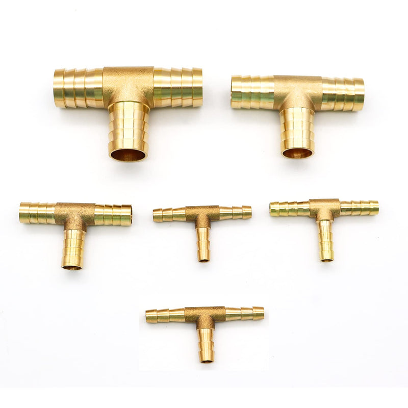 [Australia - AusPower] - Tnuocke 2pcs 5/8" Brass Tee Barb Fittings,3 Way Union Intersection Fitting T Shape Barbed Splitter Fitting Splicer with Hose Clamps for Water Fuel Air H-058-5/8 Tee-5/8-2PCS 