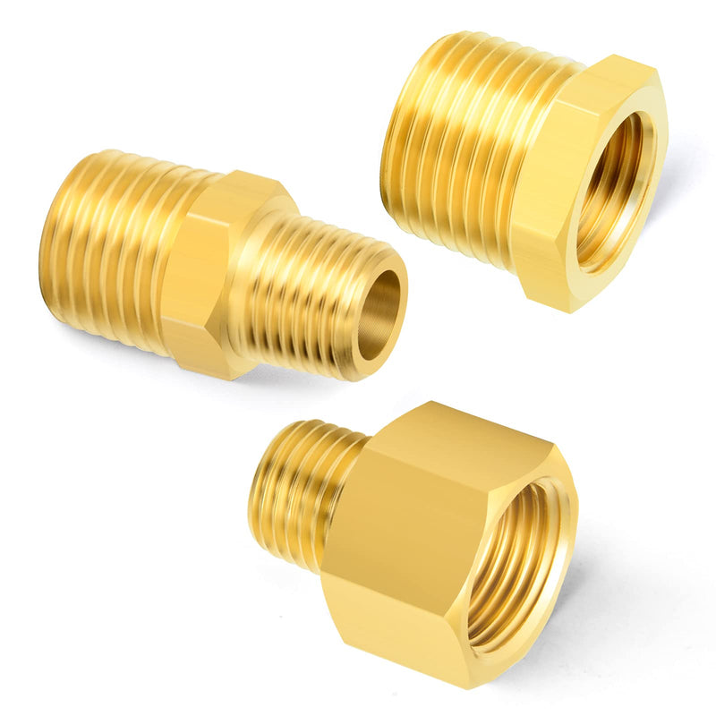 [Australia - AusPower] - GASHER 15PCS Brass Pipe Fitting, Hex Bushing, Reducer Adapter, Reducing Hex Nipple 3/8 Inch NPT x 1/4 Inch NPT 3/8" NPT x 1/4" NPT 15 