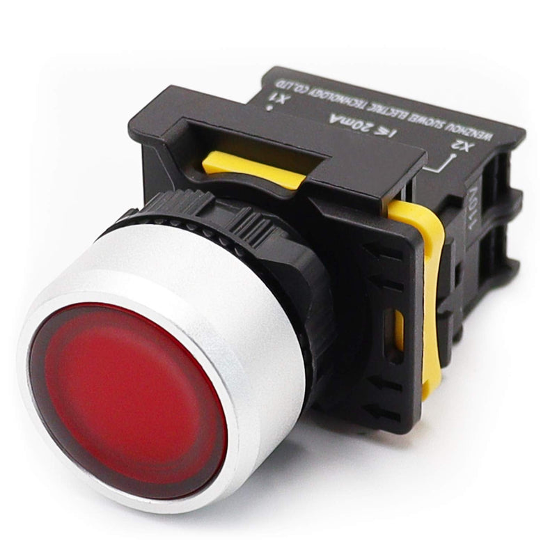 [Australia - AusPower] - mxuteuk 2Pcs Red Green LED Light Voltage 110V-220V 22mm 1NO 1NC Waterproof IP65 SPST Momentary Push Button Switch 10A 600V LA155-A1-11D-RG Red 1NC+Green 1NO 