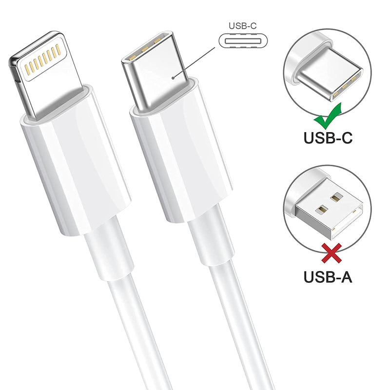 [Australia - AusPower] - 2 Pack Apple iPhone Fast Charger Cable 【Apple MFi Certified】 Apple USB Type C to Lightning Cable for iPhone 12/12Pro/Max/11/11Pro/XS/Max/XR/X/8/8Plus/7/6/5/SE (White 1M/3.3FT) Original Certified 