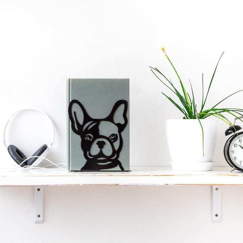 [Australia - AusPower] - Bloomity Decorative Bookends, Heavy Duty Steel Book Ends (Black, 1 Pair), Dog Book End for Shelves 