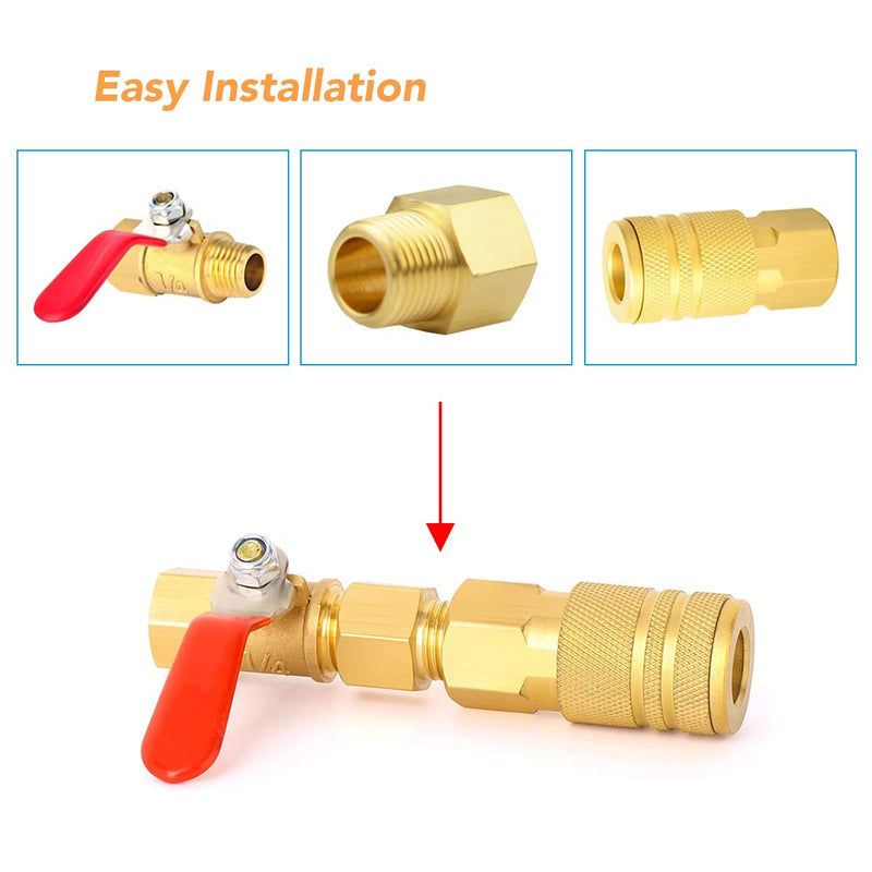 [Australia - AusPower] - (3-Pack) Besosay Brass Hex Nipple Pipe Fitting, 1/4 Inch NPT Male x 3/8 Inch NPT Female, Reducer Adapter 1/4" NPT Male x 3/8" NPT Female 