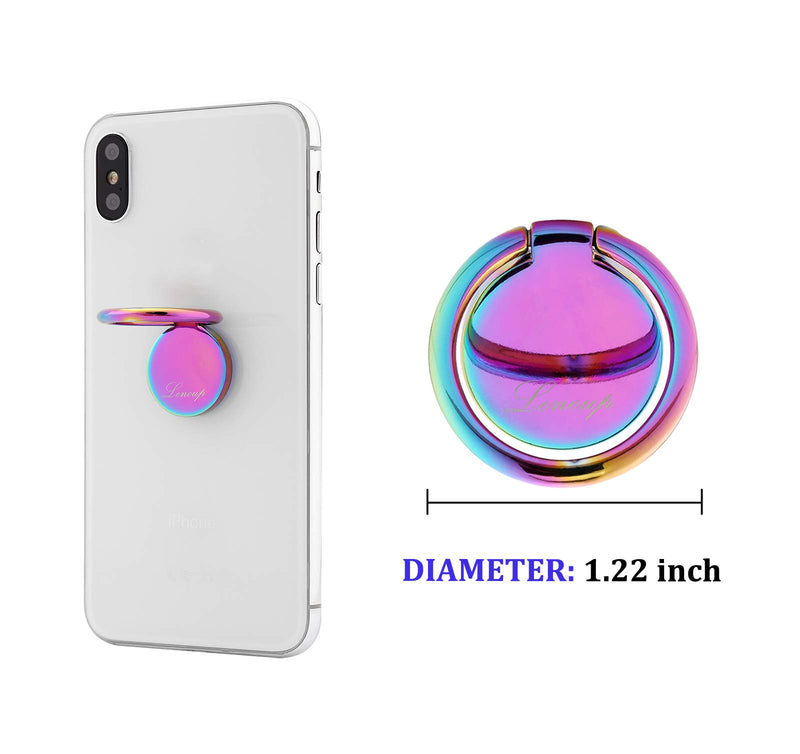 [Australia - AusPower] - lenoup Rainbow Cell Phone Ring Stand Holder,Purple Multicolor Ring Grip Kickstand,360 Rotation Metal Finger Ring for Almost All Phones,Pad 