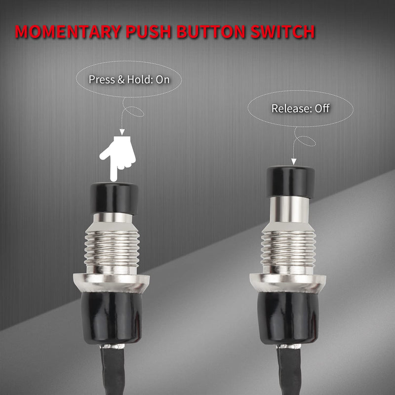 [Australia - AusPower] - DaierTek Momentary Push Button Switch 1A 250VAC Small Pushbutton Switch Wired Normal Open Contact Switch SPST Mini Switch 2 Pin Black -10Pack 7mm 