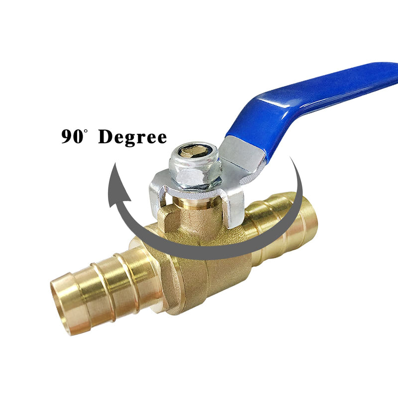 [Australia - AusPower] - Brass Hose Barb Ball Valve Kit-2pcs 3/4'' Heater Hose Shut Off Valve with Stainless Steel Clamps-High Temperature Resistance Shut off PEX Ball Valve for Water, Oil, Gas, Fuel line Fittings 3/4 inch (19mm) 2 pcs 