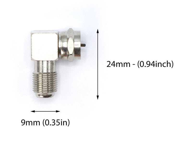 [Australia - AusPower] - Coaxial Cable Right Angle Connector - 10 Pack - for Tight Corners and Flat Panel TV Mounting - 90 Degree F Type Adapter for Coax Cable and Wall Plates Silver 