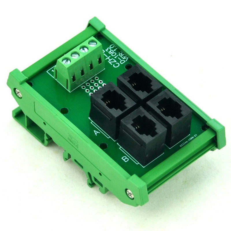 [Australia - AusPower] - Electronics-Salon DIN Rail Mount RJ9 4P4C 4-Way Buss Board Interface Module. 