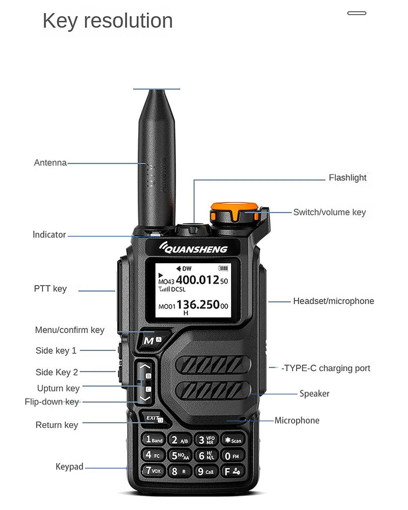 [Australia - AusPower] - QuanshengUVK5 AM/FM/DTMF walkie Talkie 200 Channel Three Frequency Receiving walkie Talkie NOAA Weather Forecast, with Flash VOX Replication Frequency LCD Display for Hiking Camping Trip (1 Piece) 