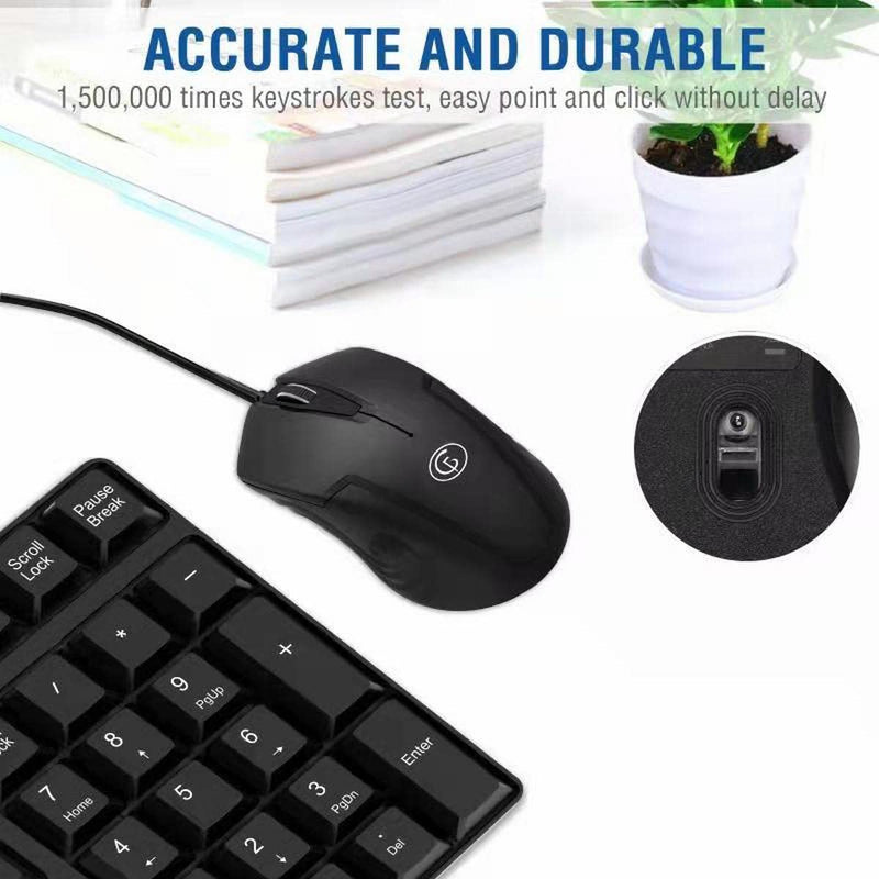 [Australia - AusPower] - Wired Keyboard and Mouse Combo, Gofreetech Full-Size Keyboard and Mouse Combo with Optical 3 Button Mouse, USB Plug-and-Play, Compatible with Desktop, Laptop, Notebook, PC Windows 