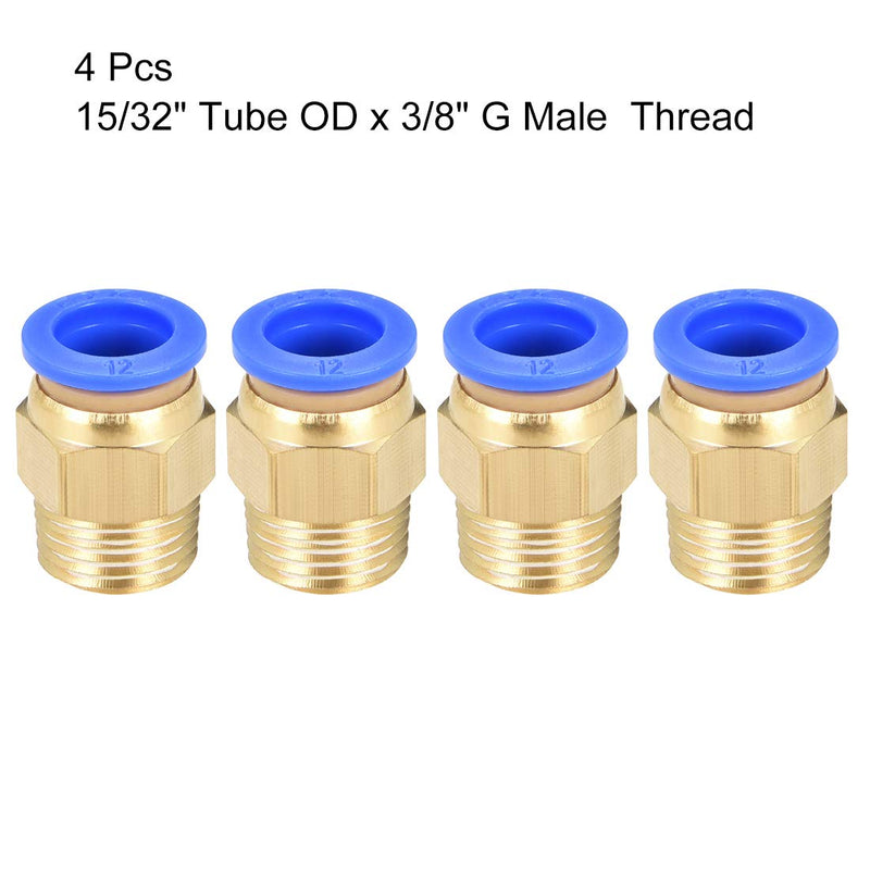 [Australia - AusPower] - uxcell Straight Pneumatic Push to Quick Connect Fittings G3/8 Male x 12mm Tube OD 4pcs 