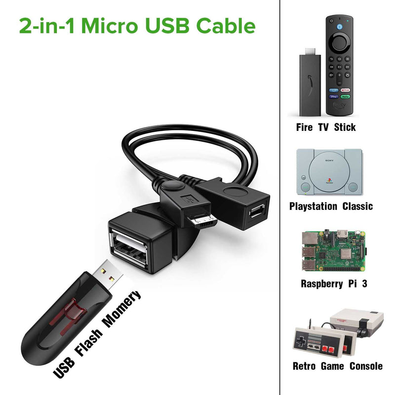 [Australia - AusPower] - [2 Pack] ANDTOBO 2-in-1 Micro USB OTG Adapter with Power for Fire Stick/Host Devices etc- Black 2 Pack 