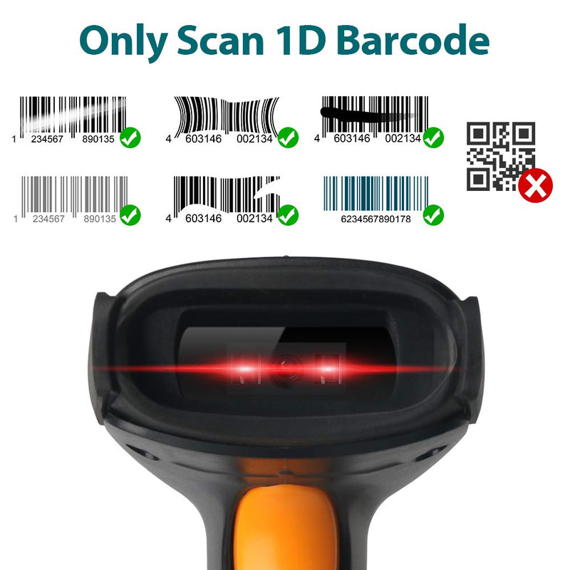 [Australia - AusPower] - Wireless Barcode Scanner 2-in-1 (2.4Ghz Wireless+USB 2.0 Wired) Rechargeable 1D Barcode Reader USB Handheld Bar Code Scanner with USB Receiver 