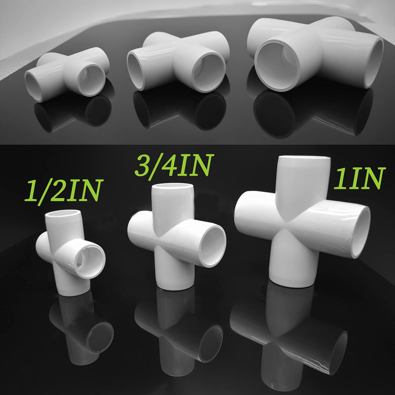[Australia - AusPower] - 20PCS 4 Way Cross PVC Fittings, 1/2Inch Heavy Duty PVC Pipe Fitting PVC Furniture Grade Fitting Connector for Water Supplies Build PVC Furniture DIY Garden Shelf Greenhouse 