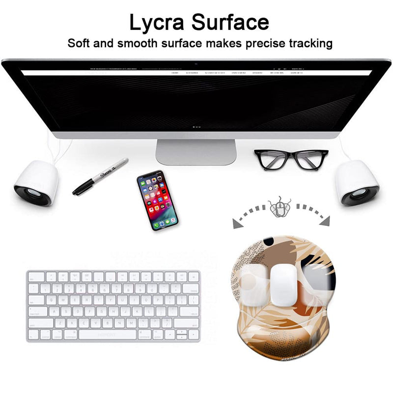[Australia - AusPower] - Mouse Pad with Wrist Support, Non Slip Mousepad Wrist Rest for Office, Computer, Laptop & Mac- Durable & Comfortable & Lightweight Ergonomic Support Mouse Mat Abstract Plants Abstract Art 4 