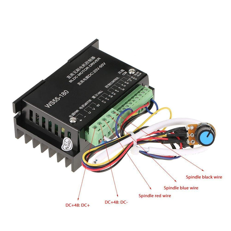 [Australia - AusPower] - Brushless Motor Driver Controller, WS55-180 DC 20V-50V Spindle BLDC DLDC Motor Driver Controller 
