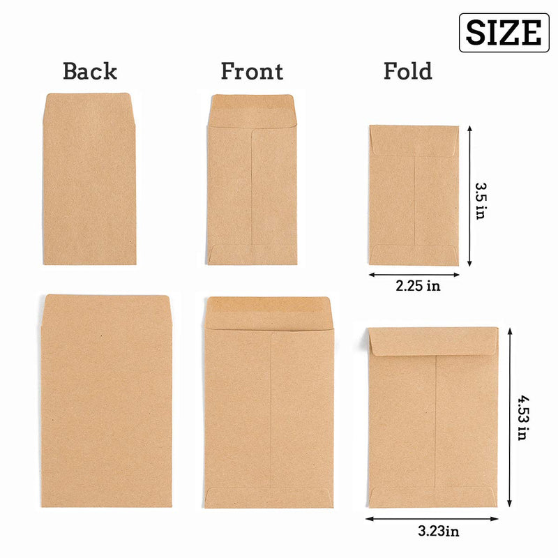 [Australia - AusPower] - 200 Pack Self-Adhesive Small Parts Packets Envelopes Kraft Self Sealing Seed Envelopes Coin Stamps Storage for Home, Garden, Wedding or Office, 2 Size(2.25"×3.5"/3.23"×4.53") 2.25"×3.5" & 3.23"×4.53" 