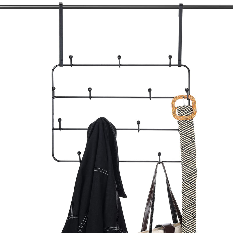 [Australia - AusPower] - Hotop Over Door Hanger Rack Multi Use Metal Over The Door Hook Decorative Over Door Hanger for Coats Hats Robes Clothes Towels (1, Black) 1 