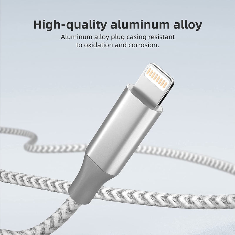 [Australia - AusPower] - iPhone Charger [Apple MFi Certified] 3pack 10FT Long Lightning Cable Fast Charging High Speed Data Sync USB Cable Compatible iPhone 13/12/11 Pro Max/XS MAX/XR/XS/X/8/7/Plus/6S (Grey White) 
