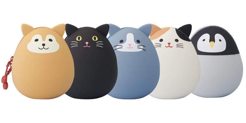 [Australia - AusPower] - LIHITLAB PuniLabo Mini Zipper Pouch, Egg-Shaped, 2.2" x 2.4", Penguin (A7782-10) Medium: 2.2 × 2.4 inches 