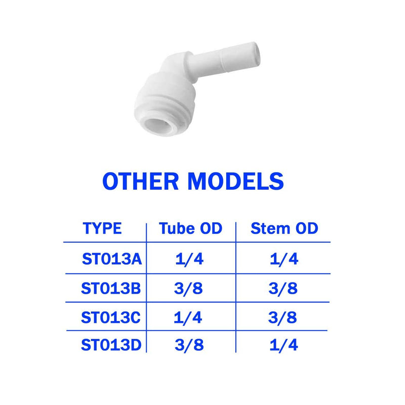 [Australia - AusPower] - Malida Tube Fitting Stem Elbow Connector,1/4" Tube OD x 3/8" Stem OD Elbow Push to Connect Plastic Quick Fittings for RODI System. (1/4" Tube OD x 3/8" Stem OD) 1/4" Tube OD x 3/8" Stem OD 