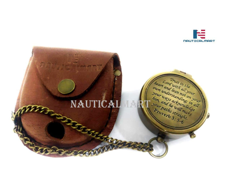 [Australia - AusPower] - Brass Compass Trust in The Lord with All Your Heart Engraved Compass, Proverbs 3: 5-16" Gifts, Confirmation Gift Ideas, Religious Gifts, Missionary Gifts 