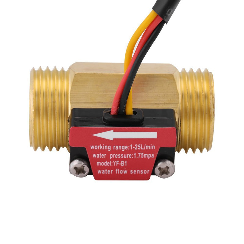 [Australia - AusPower] - G1/2'' Electric Magnetic Turbine Water Flow Meter Magnetic Brass Inline Hall Flow Sensor Switch External Threaded 1-25L/min 