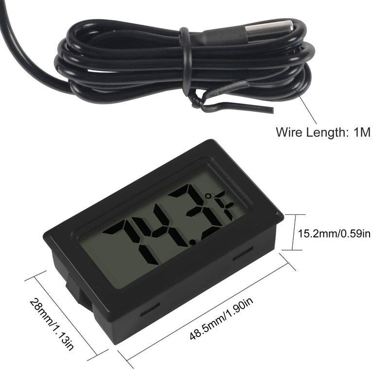 [Australia - AusPower] - 5PCS Mini Electronic Thermometer Fahrenheit Digital Temperature Meters Gauge LCD Display ℉ for Car Greenhouse Indicator Indoor Room Freezer Refrigerator Aquarium with 1M Waterproof NTC Probe (Black) Black 