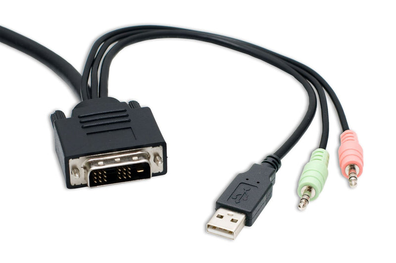 [Australia - AusPower] - 2 Port KVM Switch 1920 X 1200 - DVI W/ Audio and USB 2.0 Hub – Display/ Screen KVM Switch - DVI 3.9 ft Cables 2 Port DVI + USB 2.0 with Audio / Mic 