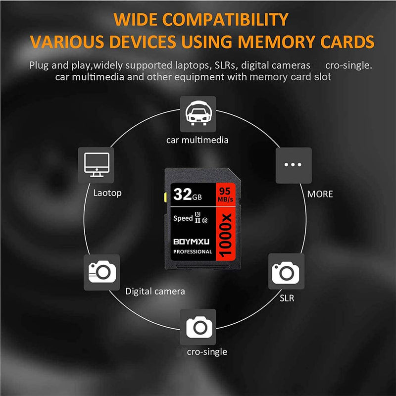[Australia - AusPower] - 32GB Memory Card, BOYMXU Professional 1000 x Class 10 Card U3 Memory Card Compatible Computer Cameras and Camcorders, Camera Memory Card Up to 95MB/s, Red/Black 32GB RED 