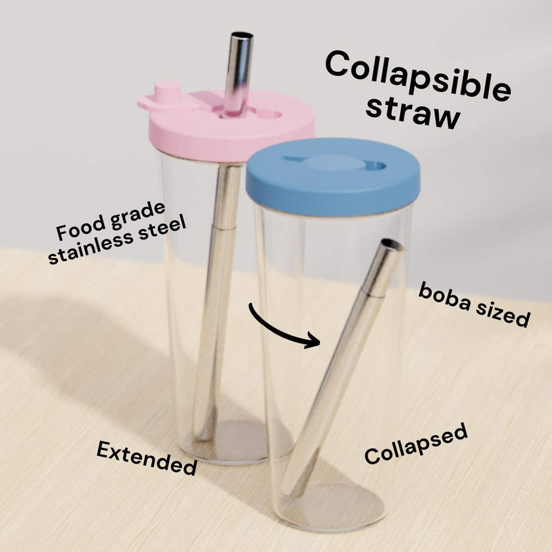 [Australia - AusPower] - 24 oz Leakproof, Reusable Boba Cup and Smoothie Tumbler by Dodoko with Resealable Lid Plug |Wide Stainless Steel Straw for Bubble Tea and Boba| Dishwasher Safe | BPA Free | Shatterproof - Sage Green 