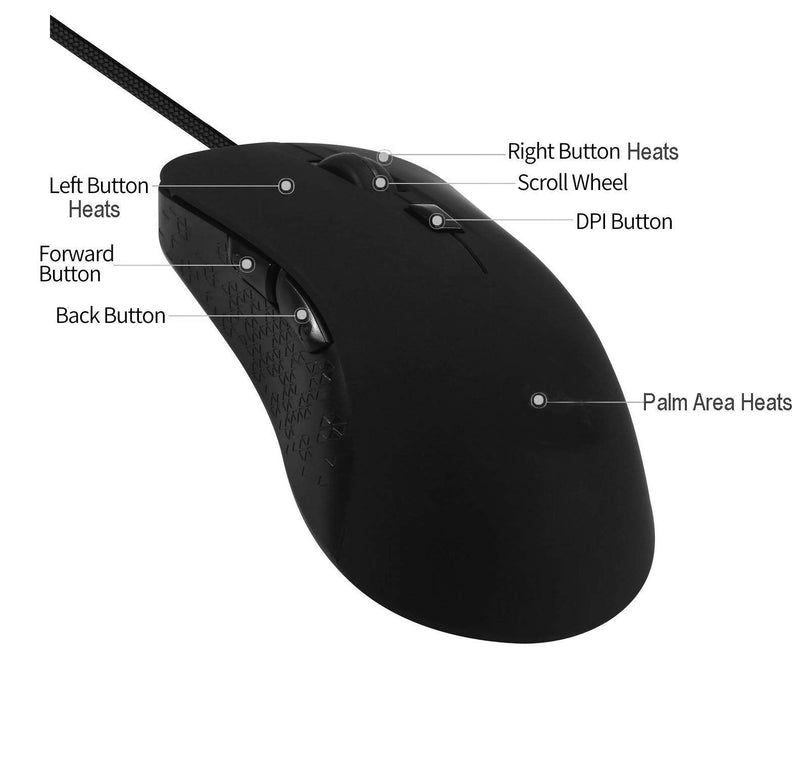 [Australia - AusPower] - ValueRays Heated Mouse Quiet Click Heated Buttons Universal Size (Solid Black) 