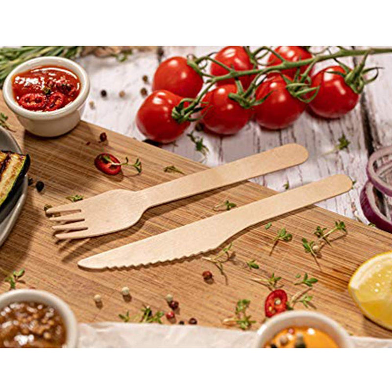 [Australia - AusPower] - Disposable Wooden Cutlery Set- Eco-Friendly 100% Compostable Biodegradable, Natural Wooden Utensils, for Graduation,Parties, Weddings, Camping (100 knifes) 100 knifes 