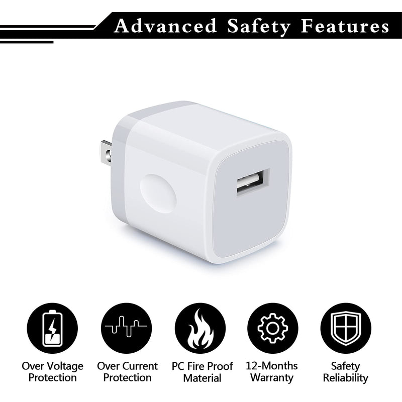 [Australia - AusPower] - Fast Charging Block 5Pack 1A One Port Wall Charger Plug Power Charger Box Compatible with iPhone 13/12 Pro Max/11 Pro Ma/SE/8/7/6 Plus,Samasung Galaxy S21 Ultra S20 FE S10 Plus A21 A51 A52 F52 5G A72 White 