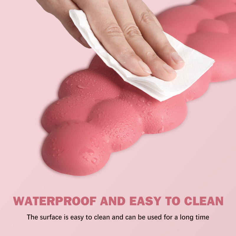[Australia - AusPower] - Lauspuck Cloud Keyboard Wrist Rest and Mouse Pad with Wrist Support Set, Ergonomic PU Leather Mouse Pads, Pain Relief Memory Foam Non-Slip for Computer,Laptop, Morandi Red 