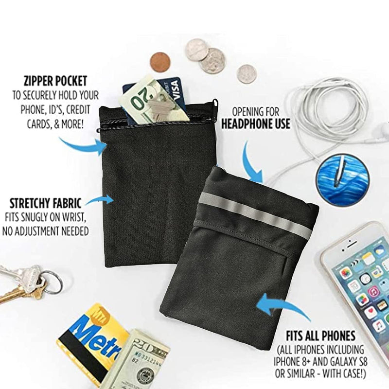 [Australia - AusPower] - CZWCARE Wrist Wallet Wrist Cell Phone Holder with Zipper Pocket for Keys, ID, Credit Cards, Cash-Perfect for Travel & Sports - Running, Walking, Jogging, Hiking, Cycling, Fishing 