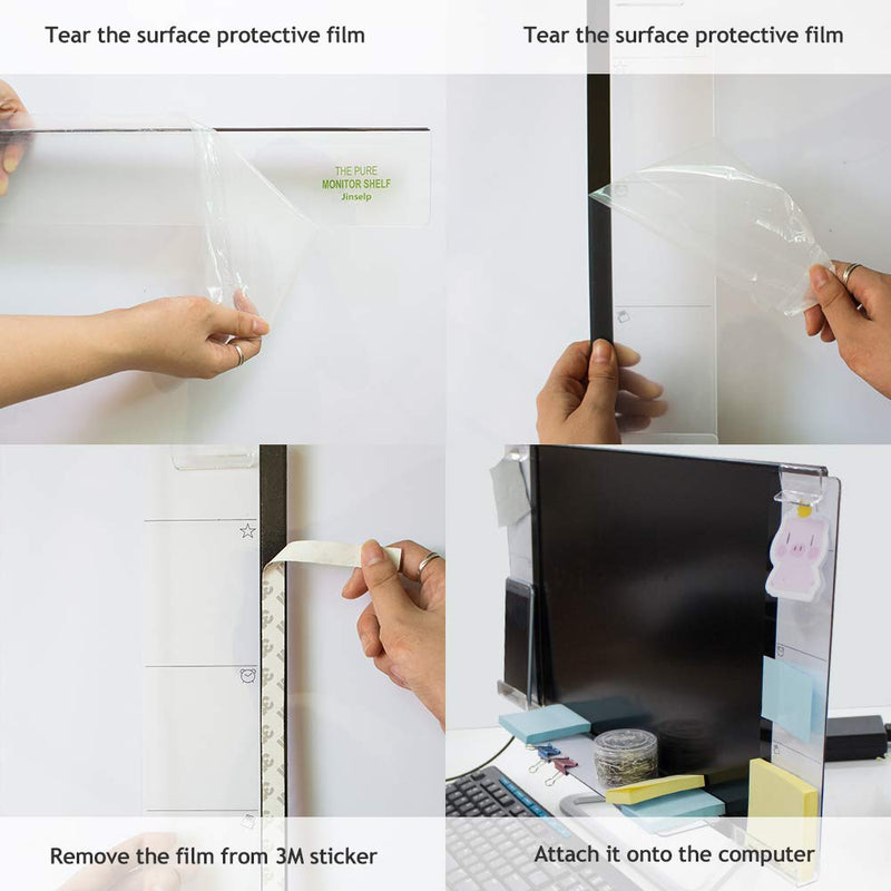 [Australia - AusPower] - DailyTreasures Acrylic Monitor Memo Board, 2pcs Computer Monitor Side Panel(Left+Right),1pcs Message Memo Pad Shelve + 4Pcs Sticky Notes & 1 Sheet Index Tab for Office Home Desk Organizer Phone Holder 